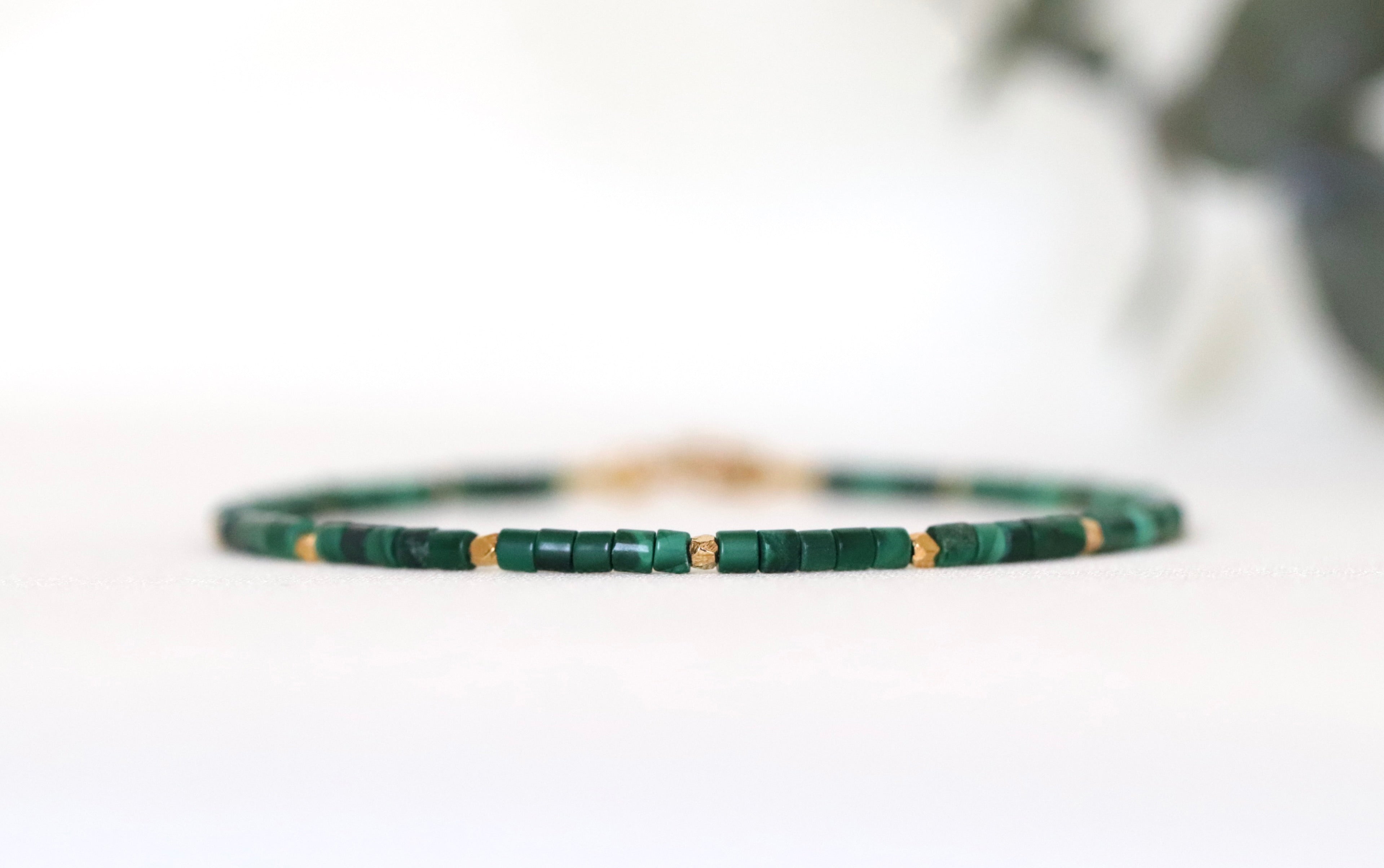 Natural Malachite crystal bracelet, minimalist green gemstone design, Black Friday jewelry sale item